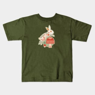 White Rabbit Jumping over a Mushroom Kids T-Shirt